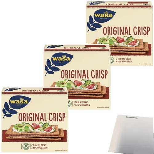 Wasa Knäckebrot Crisp Original 3er Pack 3x200g Packung usy Block