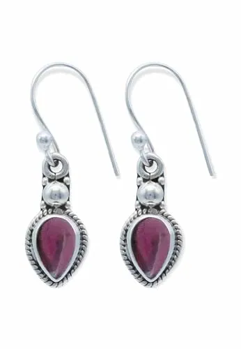 Ohrringe 925 Silber Granat roter Stein Edelstein Ohrhänger echt Silber Damen Sterling Silber Hänger Geschenk (MOH-144-02)