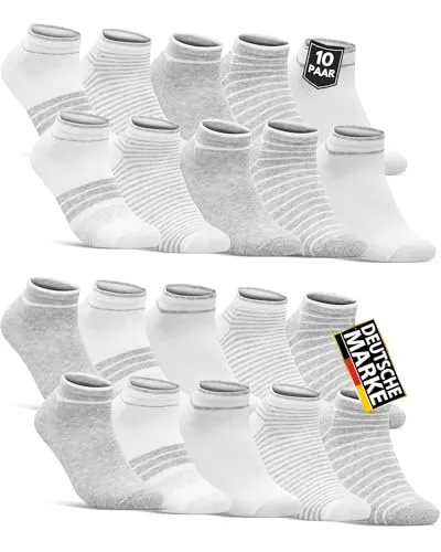 sockenkauf24 10 Paar Damen Sneaker Socken Mehrfarbig Streifen Punkte Herzen Maritim Baumwolle 36844/2 WP (35-38)