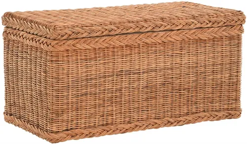 Wäschetruhe aus echtem Rattan mit Deckel (Natur, Klein) - Stilvolle Wäschetruhe aus geflochtenem Rattan, ideal zur Aufbewahrung von Wäsche. Mit praktischem Deckel und Stoffinlett für einen ordentlichen Look. Maße: 80x40x40 cm.