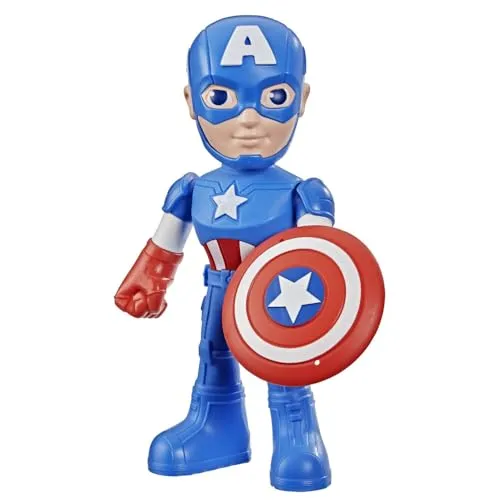 Marvel Spidey und Seine Super-Freunde Captain America: Steve Rogers Action-Figur mit Accessoire, 22,8 cm großes Superhelden-Spielzeug für Kinder, ab 3 Jahren