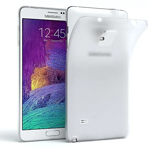 EAZY CASE Hülle kompatibel mit Samsung Galaxy Note 4 Schutzhülle Silikon, matt & Ultra dünn, Slimcover, Handyhülle, Hülle/Soft Case, Silikonhülle, Backcover, Transparent/Weiß
