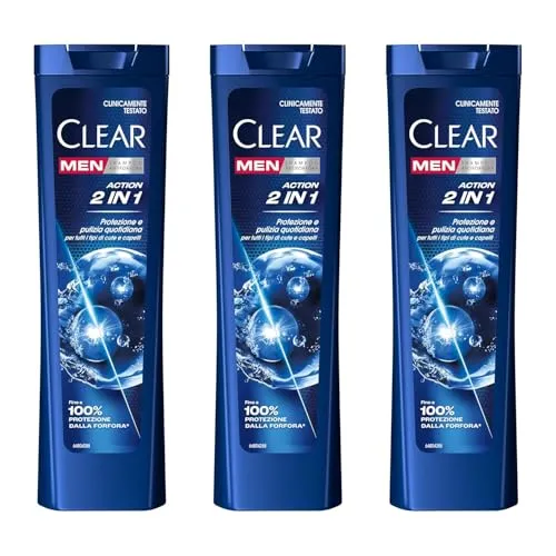 Clear Men Anti-Schuppen-Shampoo 2-in-1 - Feuchtigkeitsspendendes Pflegeshampoo für alle Kopfhaut- und Haartypen. Schützt effektiv vor Schuppen und sorgt für ein frisches Haargefühl – ideal für die tägliche Anwendung.