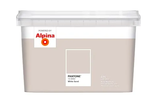 ALPINA Wandfarbe PANTONE White Sand, 2,5 l - geruchsarm und allergikergeeignet - Farben für Neu- und Renovierungsanstriche, geruchsarm und ideal für Allergiker. Ideal für glatte Wände und Decken, mit einer Reichweite von bis zu 30 m².
