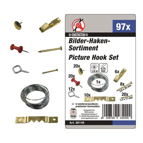 BGS-88146 I Bilder-Haken-Sortiment  97-tlg.