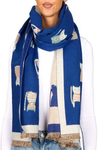 BRUBAKER Schal Cashmirillo Damen Schal mit Katzen Muster - 70 x 200 cm, (Herbstschal Winterschal, 1-St. Weiches Kaschmir-Gefühl), Warm, Kuschelig und Oversized - Damenschal für Herbst und Winter