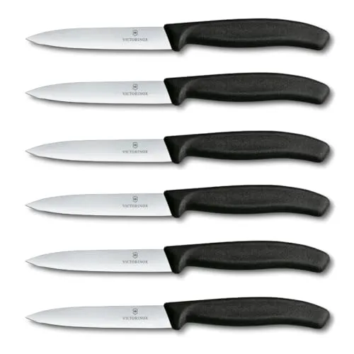Victorinox Swiss Classic Profi Gemüsemesser-Set, 6-teilig, Allzweckmesser, Spitz, Scharfe Klingen, 10 cm, Robuste Kunststoffgriffe, Schwarz