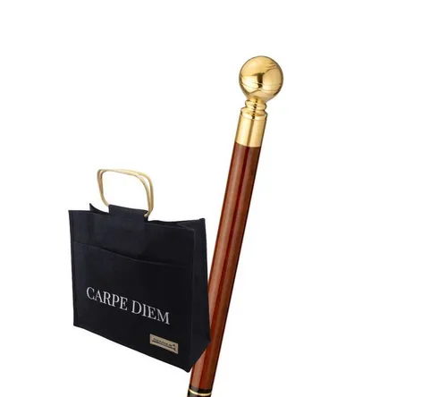 Stockshop Gehstock Trinkstock mit Jutetasche, Reisestock MILANO, Knaufgriff Messing, Sto