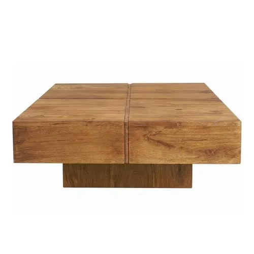 Riess Ambiente Massiver Couchtisch Bolt - 70cm - braun Honey Finish - Wohnzimmertisch aus Mangoholz Handmade Massivholz