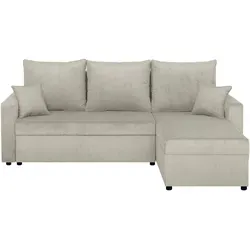 P & B Ecksofa, Creme, Textil, 3-Sitzer, Füllung: Schaumstoffflocken,Schaumstoffflocken, seitenverkehrt montierbar, 228x147 cm, Liegefunktion, Rücken echt, Wohnzimmer, Sofas & Couches, Wohnlandschaften, Ecksofas mit Schlaffunktion