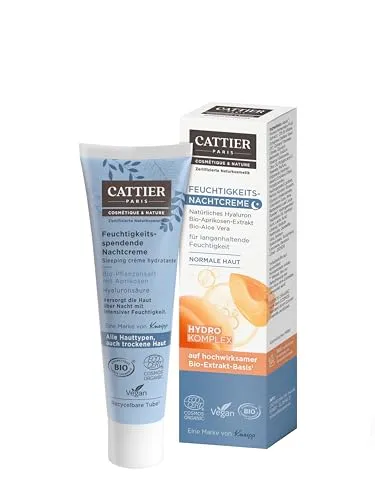 CATTIER PARIS Feuchtigkeits-Nachtcreme - Zertifizierte Naturkosmetik - Mit natürlichem Hyaluron - 30ml