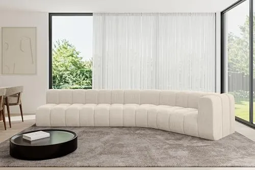 ALTDECOR Modulares Sofa Ecksofa in L-Form Corner modular Sofa Eckcouch Couch Wohnlandschaft Cauchsofa Bodensofa Polstersofa Karex-L2-399x194x70 cm Beige
