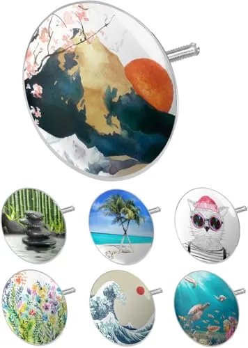 arteneur® - Badewannenstöpsel Universal mit Motiv Japan | Dreifach Dichtung | Verstellbar | Rostfrei | Extra Schwer für stabilen Halt | Stöpsel Badewanne Zubehör