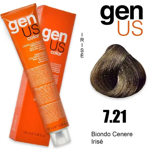 Tönung für Haare 7.21 Genus Permanente Coloring Creme Blond Medium Asche Lila