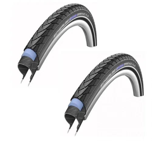 Schwalbe MARATHON PLUS Performance Smart Guard 2 Fahrradreifen - 2x Drahtreifen in mehrfarbiger Ausführung, ideal für den täglichen Einsatz und mit verstärktem Pannenschutz für sorgenfreies Fahren.