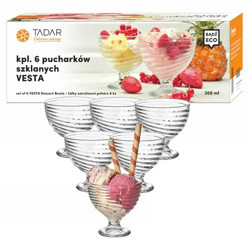 Vesta Glas Eiscreme Becher 300ml Tadar 6 Stück
