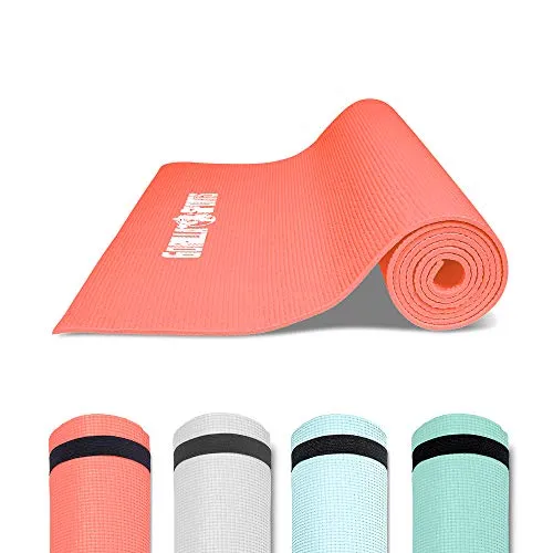 GORILLA SPORTS® Yogamatte - mit Tragegurt, 180 x 60 x 0,5 cm, Rutschfest, Leicht, Farbwahl - Fitnessmatte, Sportmatte, Gymnastikmatte, Pilatesmatte, Übungsmatte, Yoga Matte