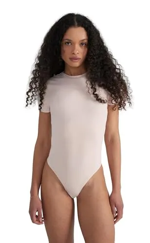 Style & Republic Kurzarm Body Damen aus Baumwolle, Samtig weich und Bequem Body-Shaper, Bodysuit mit Rundhalsausschnitt & Druckknopfverschluss, Babyrosa, M