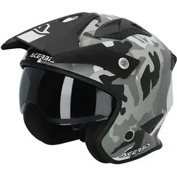 Acerbis Aria Camo Jethelm - Matt Schwarz/Grau/Hellgrau - L - Motorradhelm mit thermoplastischer Schale, integrierter Sonnenblende und hypoallergenem Innenmaterial. Ideal für Komfort und Sicherheit auf jeder Fahrt.