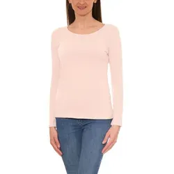 Alkato Longshirt Alkato Damen Langarm Shirt mit O-Ausschnitt rosa L