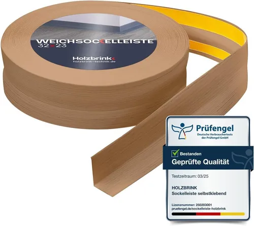 HOLZBRINK HOLZBRINK selbstklebend PVC 32x23mm, 1 m, L: 100 cm, 1m Rolle, Küchenleiste Abschlussleiste für Badezimmer Farbe: Eiche hell