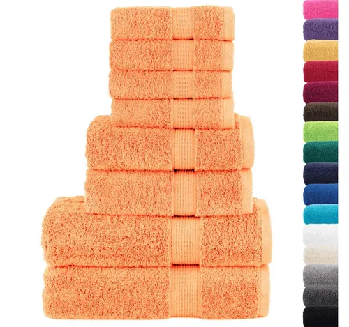 Premium-Handtuch-Set SOLUND Orange – 8-teilig, OEKO-TEX zertifiziert - Handtücher, 8-teiliges Set in leuchtendem Orange für gute Laune, aus 100% Baumwolle mit flauschigen 600 g/m2, schadstofffrei und hautfreundlich, ideal für Zuhause, Hotels oder Spas.