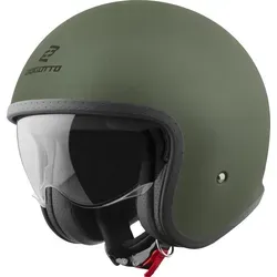 Bogotto H589 Solid Jethelm, grün, Größe M - Motorradhelm mit thermoplastischer Außenschale, herausnehmbarem und waschbarem Innenfutter sowie klarem Visier für optimalen Komfort und Sicherheit.