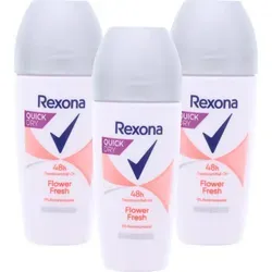3x Rexona Deo Roll-On Flower Fresh 0% Aluminium je 50 ml Floraler Duft