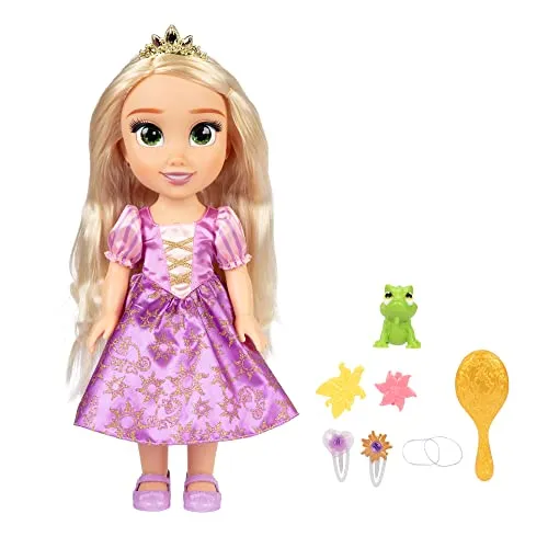 Disney Princess Singende Rapunzel Puppe 35 cm - Puppe mit Gesangsfunktion „I See The Light“, inklusive Zubehör für kreatives Spielen, perfekt für Mädchen ab 3 Jahren, in lila.