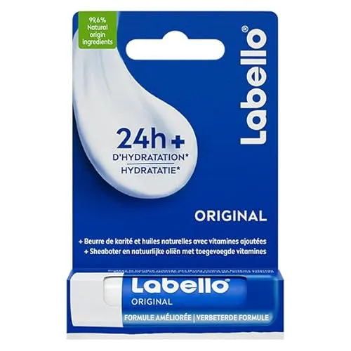 LABELLO Original (1 x 4,8 g), Lippenbalsam, angereichert mit natürlichen Ölen und cremiger Textur, Lippenpflege, langanhaltende Feuchtigkeit für 24 Stunden