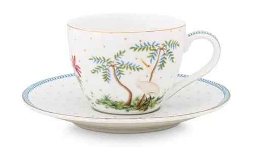 PiP Studio Espressotasse Jolie Dots Gold Espressotasse & Untertasse 0,12 l, Porzellan, Espresso Cup & Saucer Jolie Dots Gold 120ml