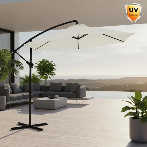 Melko Sonnenschirm mit LED, Kurbelschirm Ø 350 cm