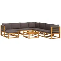 vidaXL 9-tlg. Gartensofa-Set mit Kissen aus Akazie & Seil - Gartenmöbel-Set mit geflochtenen Rückenlehnen und robustem Akazienholz, ideal für entspannte Stunden im Freien. Bequeme, waschbare Kissen sorgen für zusätzlichen Komfort.
