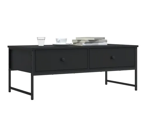 furnicato Couchtisch Schwarz 101 x 49 x 39,5 cm – Stilvoll und Praktisch - Verschönere dein Wohnzimmer mit diesem stilvollen Couchtisch. Mit zwei Schubladen für praktischen Stauraum und einem stabilen Metallrahmen vereint er modernes Design und Funktionalität.