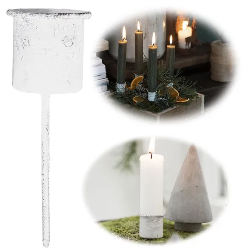 Vintage Kerzenständer Stabkerzenhalter Metall Halterung Kerzenleuchter Stecker