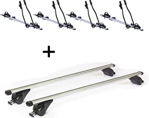 4x Fahrradträger SAGITTAR + Dachträger VDP KING1 für Audi A3 (8PA) Sportback - Gepäckträger Set für Audi A3 (8PA) Sportback, ideal für den Transport von bis zu 4 Fahrrädern, inklusive einfacher Montage und hochwertigem Aluminium für maximale Stabilität.