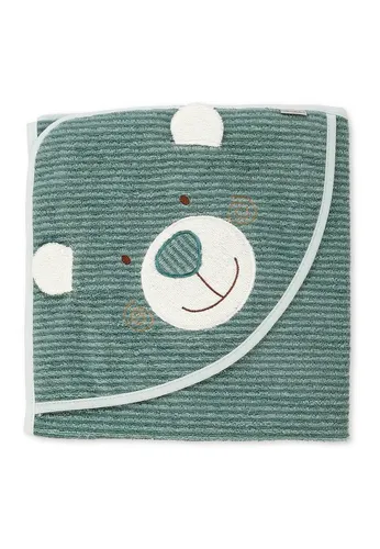 Sterntaler Kapuzenbadetuch Bär Ben 100x100 cm - Badetuch für Babys aus 100% Baumwolle, mit süßem Bärengesicht und 3D-Ohren, ideal für das Badezimmer und nach dem Baden.