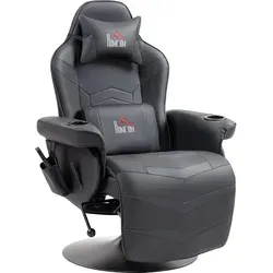 HOMCOM Gaming Stuhl mit Massage – 360° Drehbar und Fußstütze