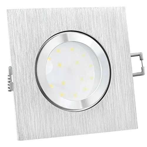 SSC-LUXon QW-2 LED Decken Einbauleuchte flach 230V eckig Alu gebürstet IP44 inkl. fourSTEP Dim dimmbar ohne Dimmer mit 4W neutralweiß