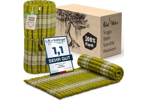 Livasia Rollmatte 75 cm - Handgefertigte Reisebett-Matratze aus Kapok - Reisebett-Matratzen für entspannte Momente: Vegan, 4,5 cm hoch und ideal für unterwegs oder als Gästebett – genieße Komfort und Mobilität!