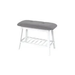 HAKU Möbel Schuhbank grau, weiß, Bambus, Textilgewebe