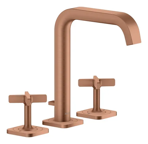 Axor Citterio E 3-Loch Waschtischarmatur 170 - Brushed Red Gold - Elegante Waschtischarmatur mit Zugstangen-Ablaufgarnitur, verleiht Ihrem Bad einen luxuriösen Touch in Brushed Red Gold.