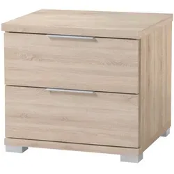 Moderner Nachttisch in Eiche San Remo Hell - 2 Schubladen für Ihr Bett - Nachttisch aus Eiche San Remo Hell, einfach zu montieren mit detaillierter Anleitung, ideal für Anfänger. Maße: 46 x 43 x 42 cm, modernes Design für Ihr Schlafzimmer.