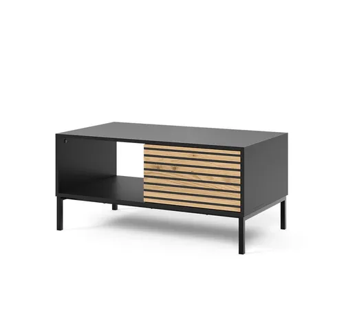 Vicco Couchtisch Eliza, Schwarz/Eiche, 90 x 50 cm - Moderner Couchtisch mit geräumiger Schublade und push-to-open-Funktion, ideal für ein aufgeräumtes Wohnzimmer.