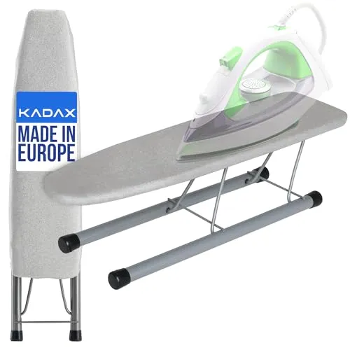 KADAX Ärmelbügelbrett, 46 x 12 cm, Temperaturresistentes Ärmelbrett, kleines Ärmel-Bügelbrett mit DREI Schutzschichten, Bügelhilfe für Hemde, klappbar (Silber)