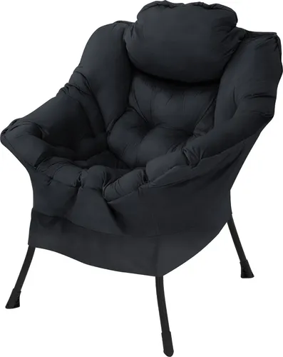 Relaxsessel Loungesessel Schwarz - Moderner Ohrensessel aus pflegeleichtem Baumwollstoff, ergonomisch für angenehme Sitzhaltung. Ideal für Wohnzimmer, Schlafzimmer oder Büro.