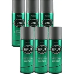 Brut Original Herren Deodorant 6 x 200ml - Maskuliner Duft für den ganzen Tag - Deo für Männer mit unverkennbarem, maskulinen Duft. Erfrischt und pflegt die Haut, bietet langanhaltenden Schutz. Ideal für echte Herren und Sportstars.