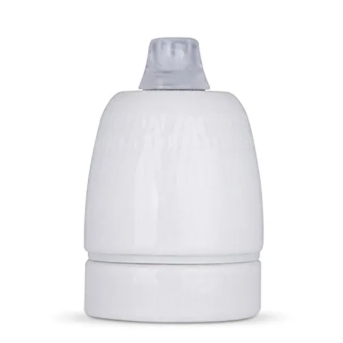 Porzellanfassung für Lampe E27, transparent glasiert, mit Klemmnippel