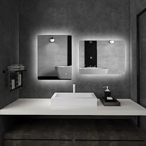 kleankin LED Badspiegel 70 x 50 cm - Badezimmer Wandspiegel mit Touchsteuerung, anpassbarer Helligkeit und Anti-Beschlagsfunktion für stets klare Sicht – ideal für jedes Badezimmer.