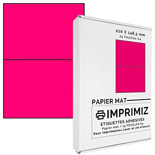 selbstklebende Etiketten Neonpink von 148,5 x 210 mm in pink von Imprimiz